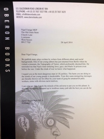Oberon Books letter